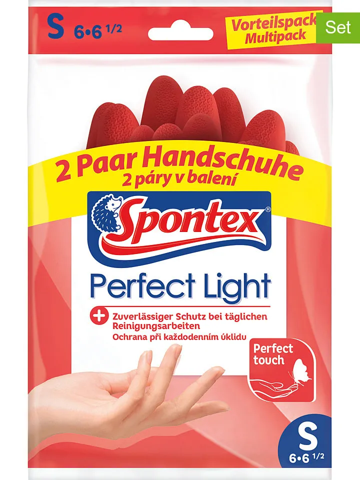 7DELIGE SET: HUISHOUDHANDSCHOENEN ROOD, ELK 2 PAAR