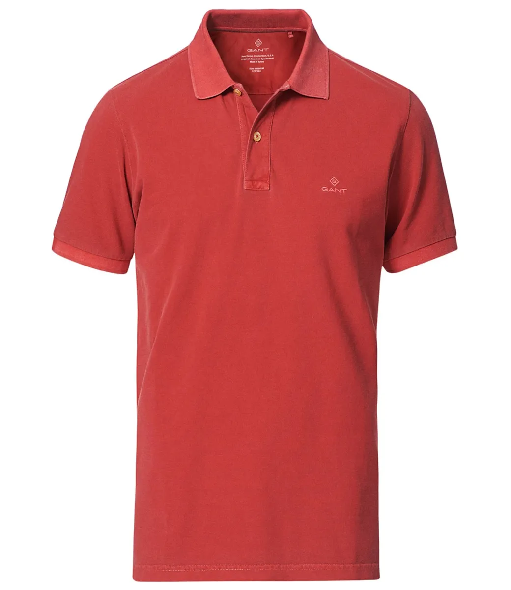 GANT 2022 2052028630 ROOD RUGBY RED SUNBLEACHED RED GEWASSEN HEREN POLO KORTE MOUW