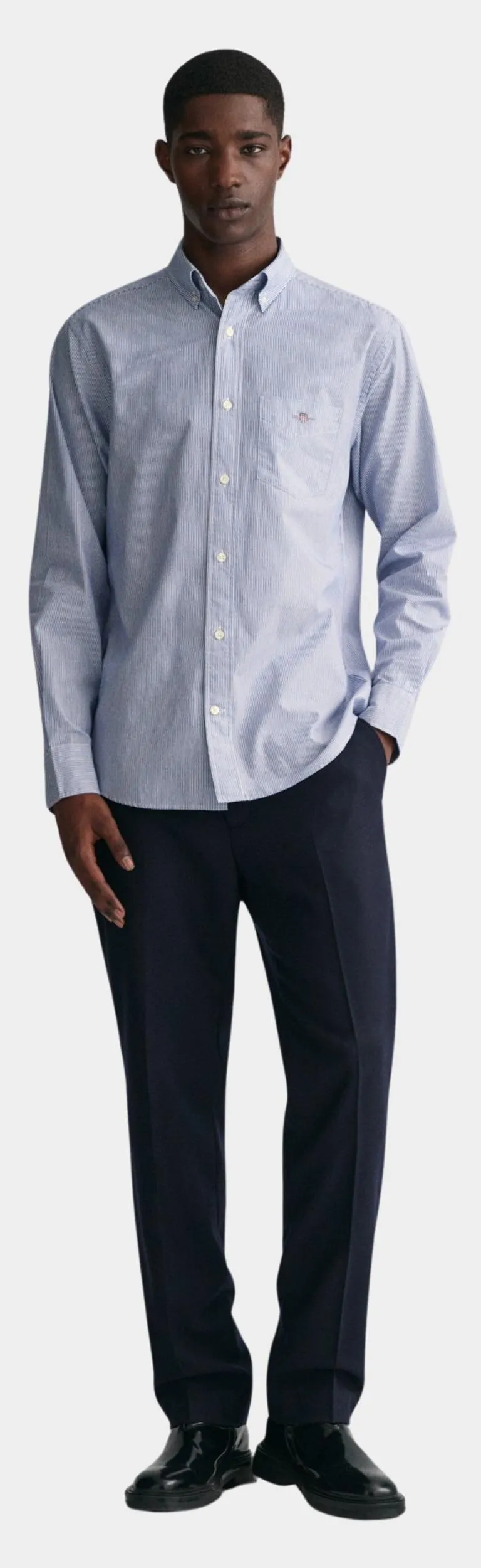 Gant Casual hemd lange mouw blauw regular fit banker stripe 3000140/436