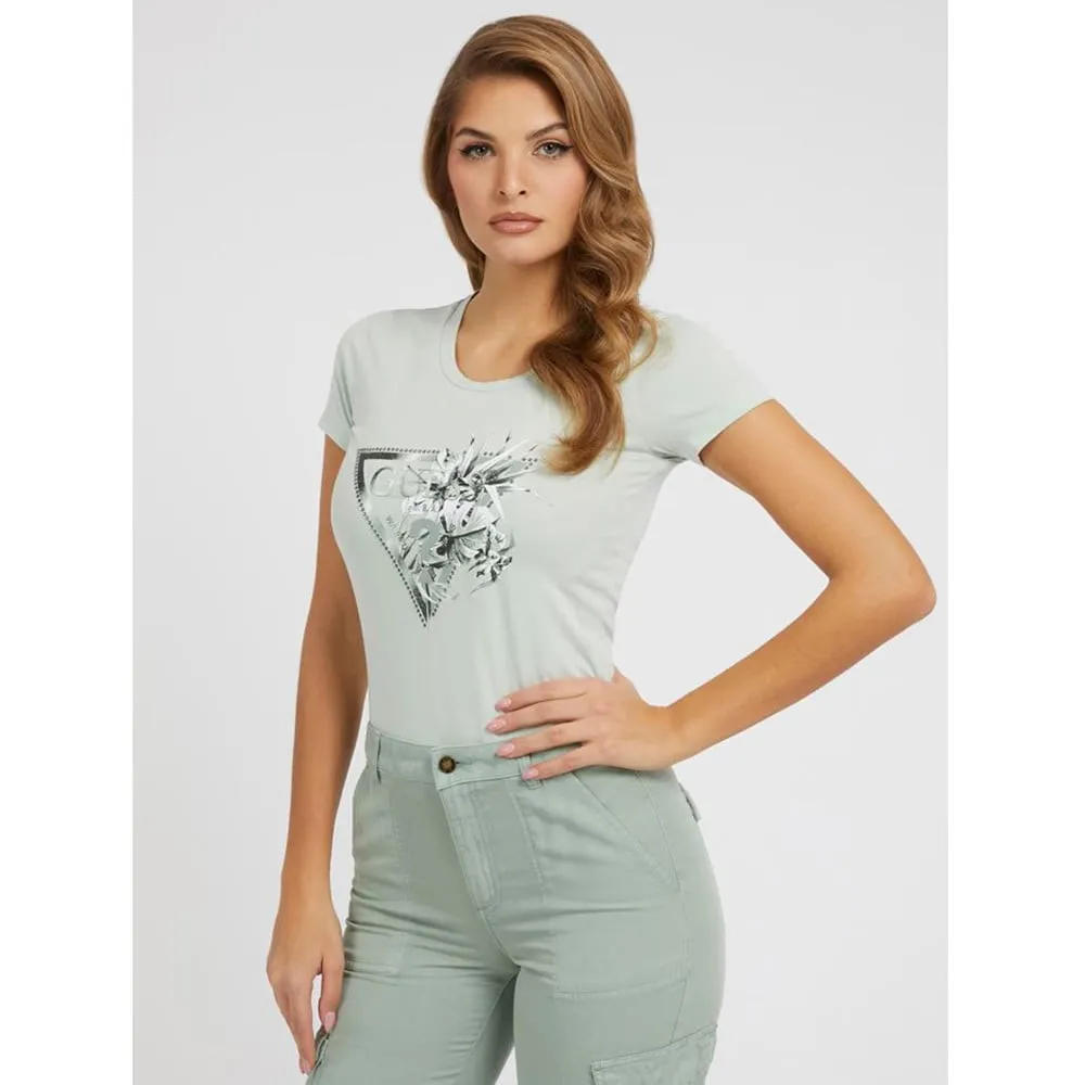   GUESS Flower Triangle Tee Groen KL