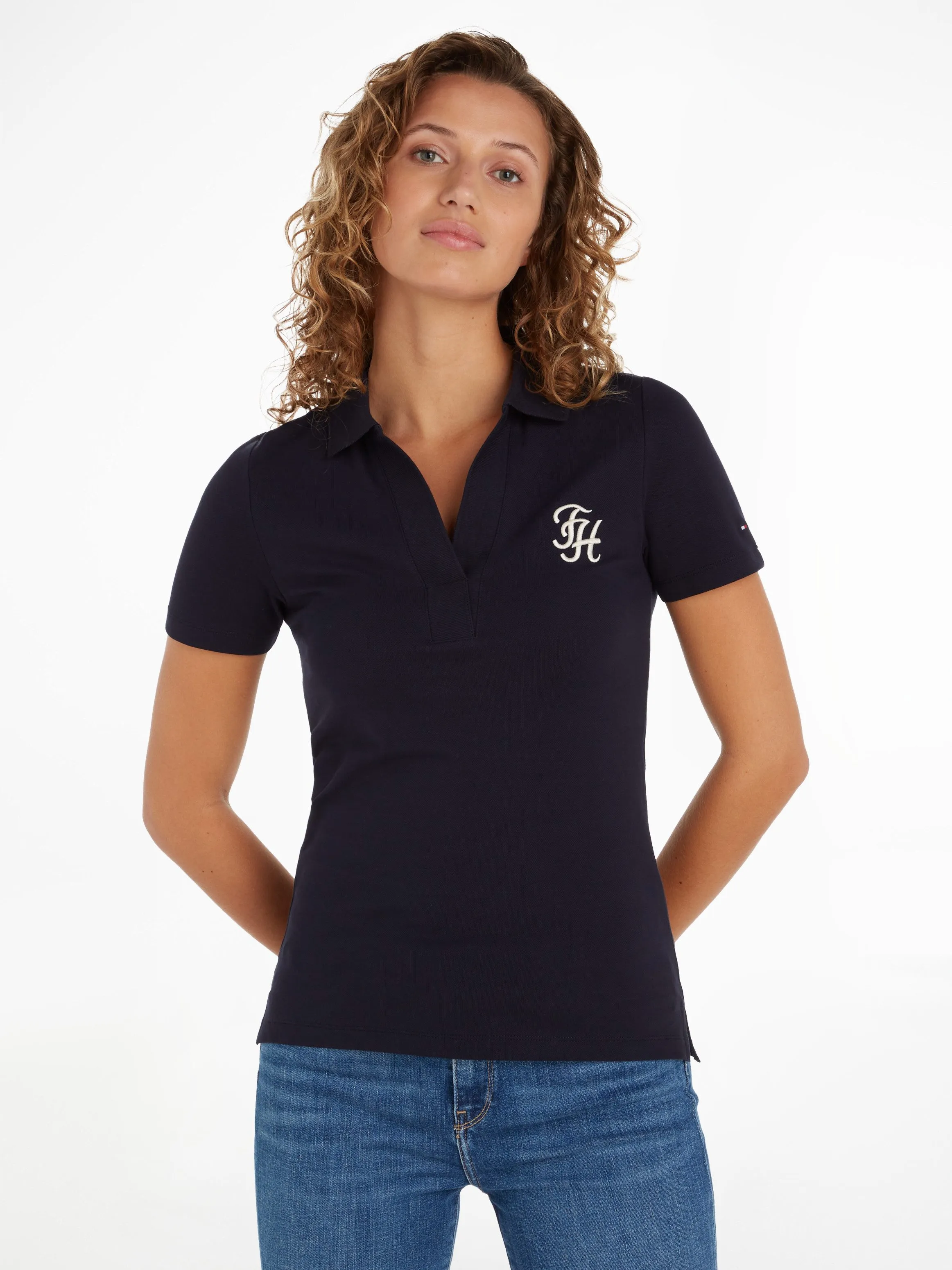 TOMMY HILFIGER POLOSHIRT MET TOMMY HILFIGER SCRIPTLOGOOPSCHRIFT